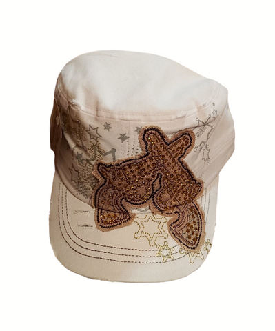 Military Style Bling Cap -white with big guns