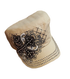 Military Style Bling Cap -  beige cross  Afterpay available