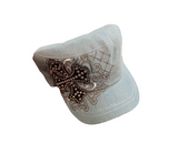 Military Style Bling Cap - light denim cross  Afterpay available