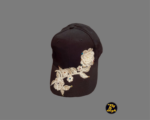 Caps designed by fly n high horse wear / white swarovski crystals