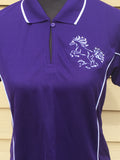 Embroidered polo shirt white/ dark purple size 12