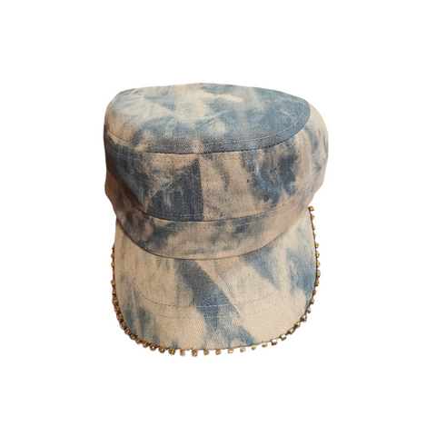 Military Style Bling Cap -  denim with rhinestones  Afterpay available
