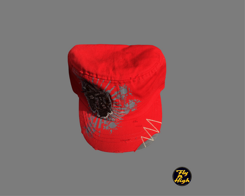Military Style Bling Cap -red with small guns