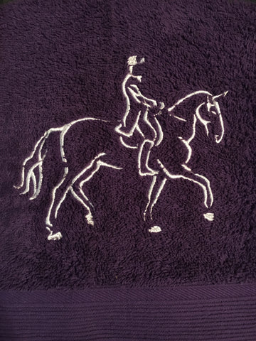 Embroidered  bath towel purple dressage