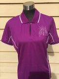 Embroidered polo shirt white/purple size16