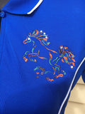 Embroidered polo shirt white/ blue size 8