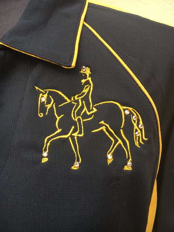 Embroidered polo shirt black/yellow size 12