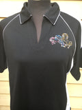 Embroidered polo shirt black/white size 14