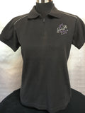 Embroidered polo shirt grey zip love purple size 12