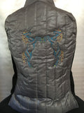 Embroidered vest grey black rearing horses size 16