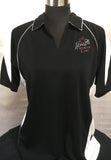 Embroidered polo shirt black white love size 14