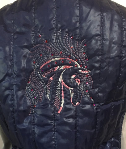 Embroidered vest blue grey horse size head 16