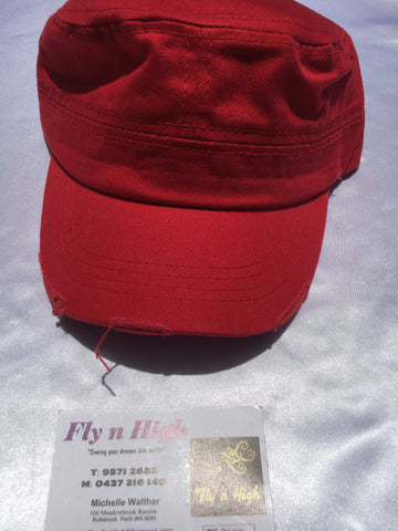Military Style Torn Cap - Red